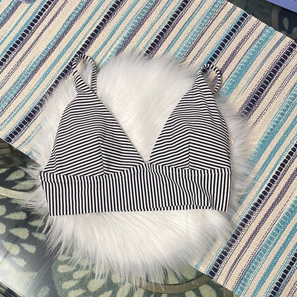 Aerie Black and White Striped triangle bikini top size small - Picture 1 of 5